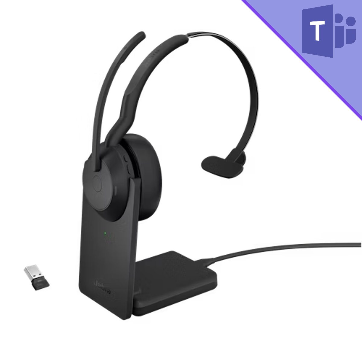 Macondo And Adapter | Headset | With Networks Teams Mono 380A MS Stand Link 55 Evolve2 Jabra (25599-899-989-01) Bluetooth USB-A