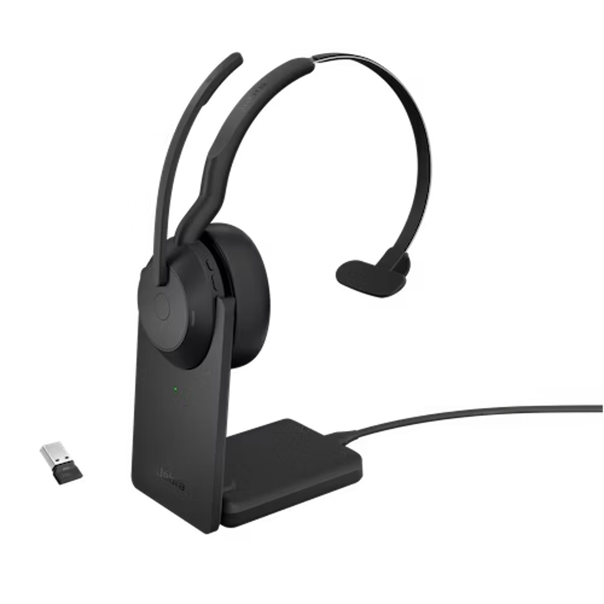 Jabra Evolve2 55 Mono Bluetooth Headset With Link 380A USB-A Adapter And  Stand, UC (25599-889-989-01)
