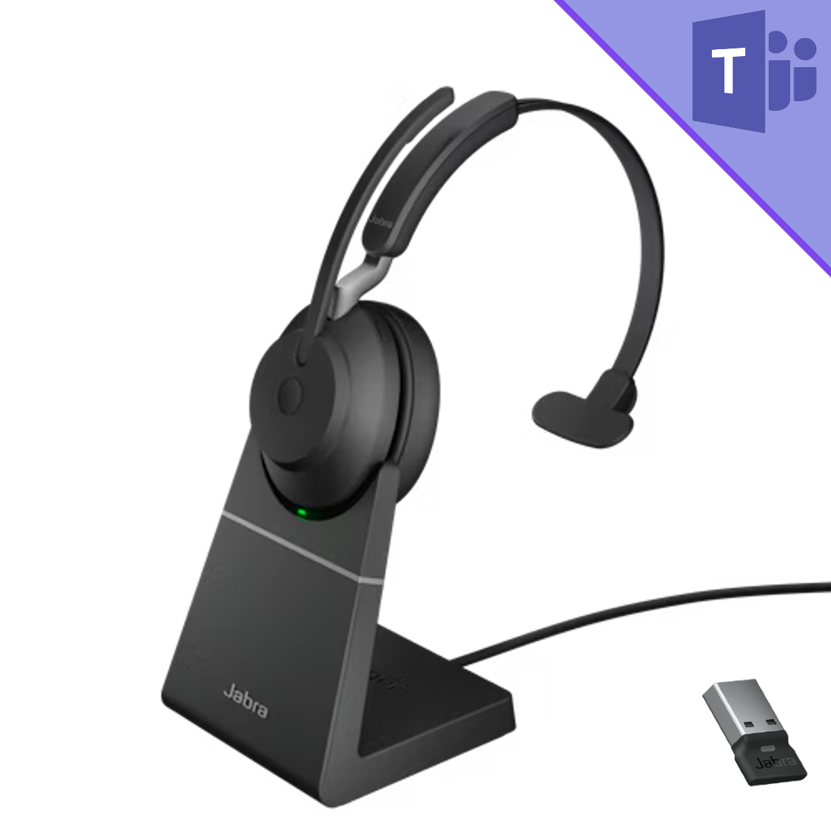 Jabra Evolve2 65 Mono Headset with Stand - MS Teams - Black - USB-A - 26599-899-989