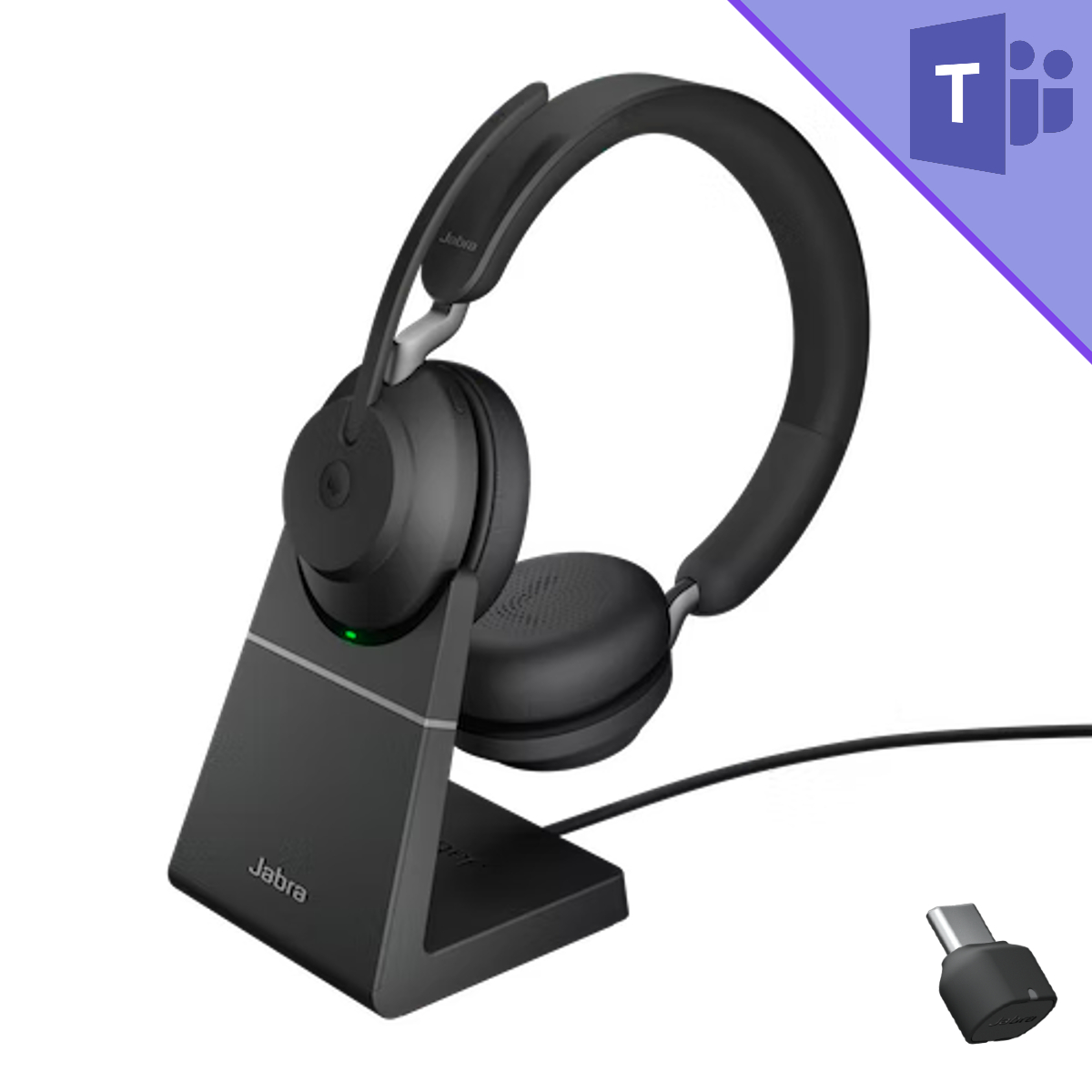 Jabra Evolve2 65 Stereo Headset with Stand - Black - USB-C - MS Teams - 26599-999-889