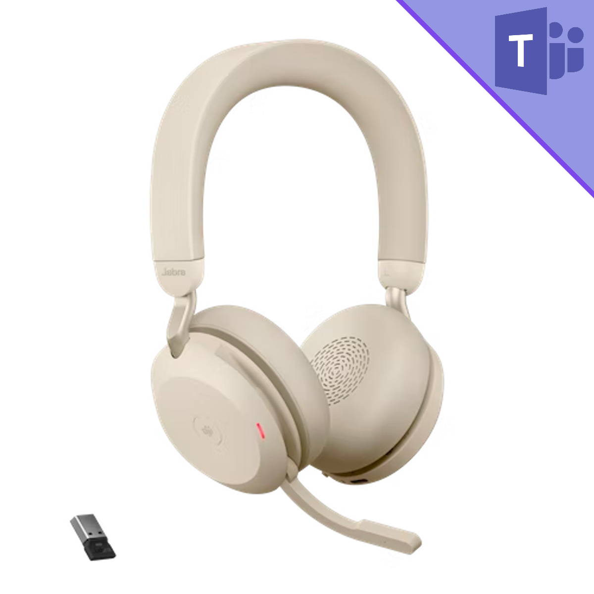 Jabra Evolve2 75 Stereo Bluetooth | Link 380A Headset USB-A Adapter MS Networks With Macondo Teams |Beige | (27599-999-998)