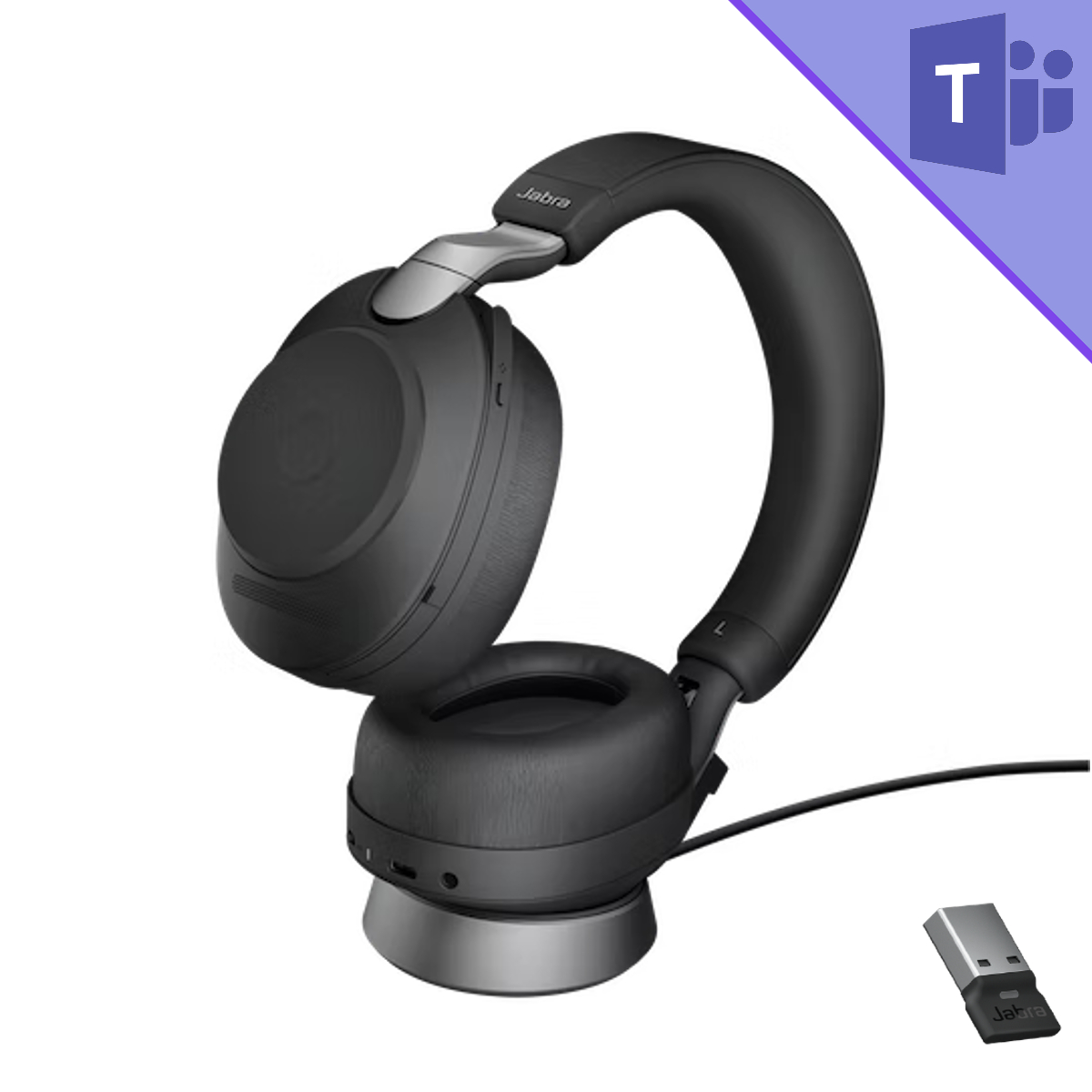 Jabra Evolve2 85 Headset with Stand - MS Teams - Black - USB-A - 28599-999-989