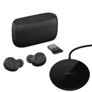 Jabra Evolve2 Buds UC with Link 380 USB-A. Charge Case and Wireless Charging Pad