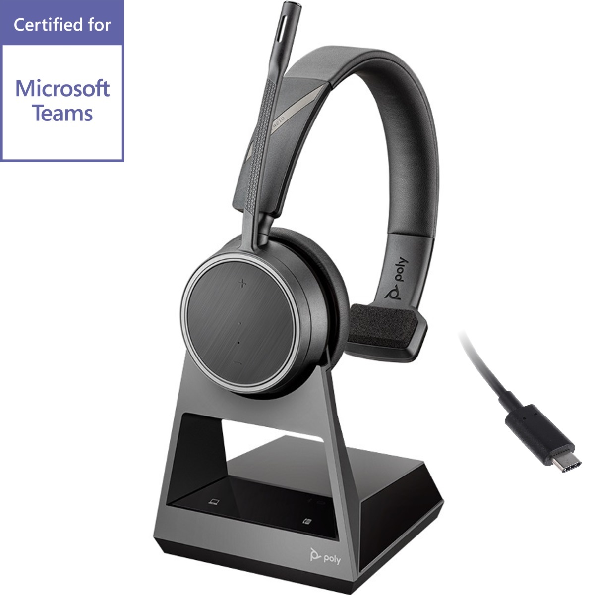 Poly Voyager 4210-M Office Bluetooth Headset with Two Way Base - USB-C - MS Teams Certified