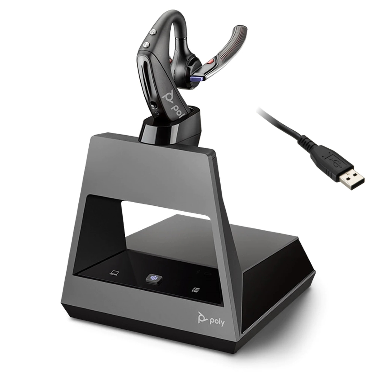 Poly Voyager 5200 Office Bluetooth Headset with Two Way Base - USB-A - MS Teams Certified