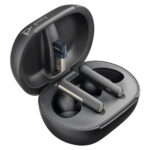 Poly Voyager Free 60 Earbuds with Touchscreen Charge Case - Black - Side View