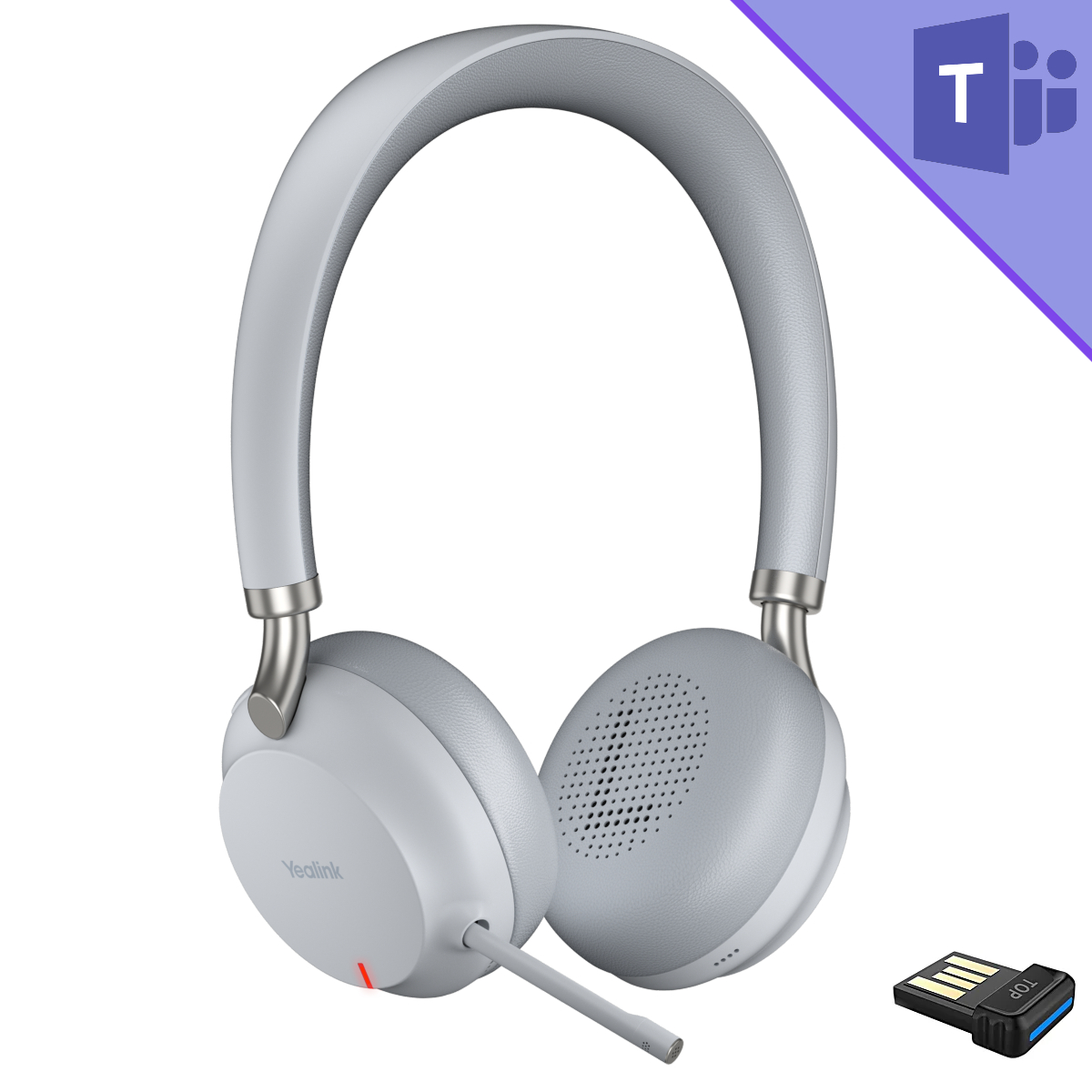 Yealink BH72 Lite Teams Stereo Headset with BT51 USB-A Adapter - Light Gray - 1208602