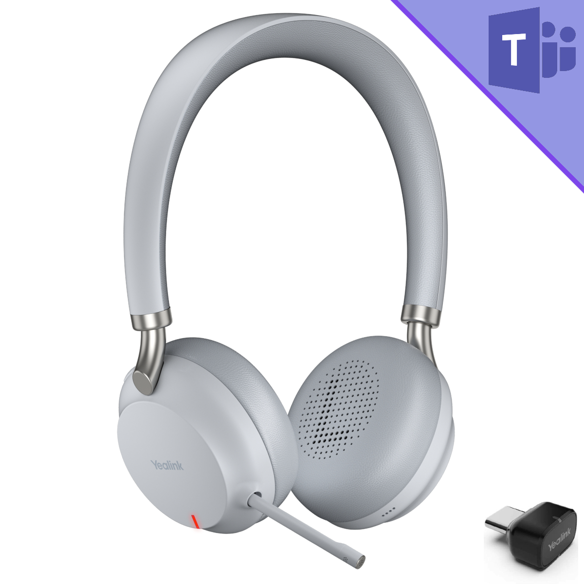 Yealink BH72 Teams Stereo Headset with BT51 USB-C Adapter - Light Gray - 1208636