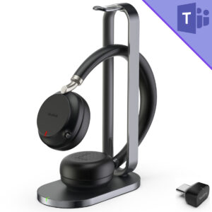 Yealink BH72 Teams Stereo Headset with Wireless Charging Stand and BT51 USB-C Adapter - Black - 1208610