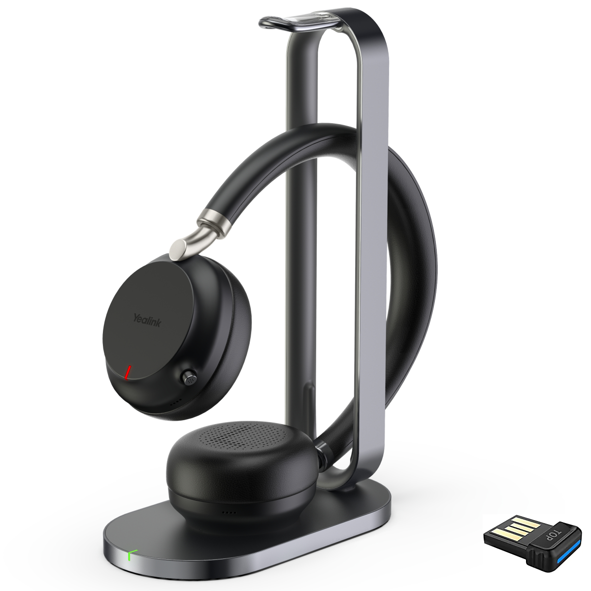 Yealink BH72 UC Stereo Headset with Wireless Charging Stand and BT51 USB-A Adapter - Black - 1208613