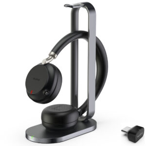 Yealink BH72 UC Stereo Headset with Wireless Charging Stand and BT51 USB-C Adapter - Black - 1208614