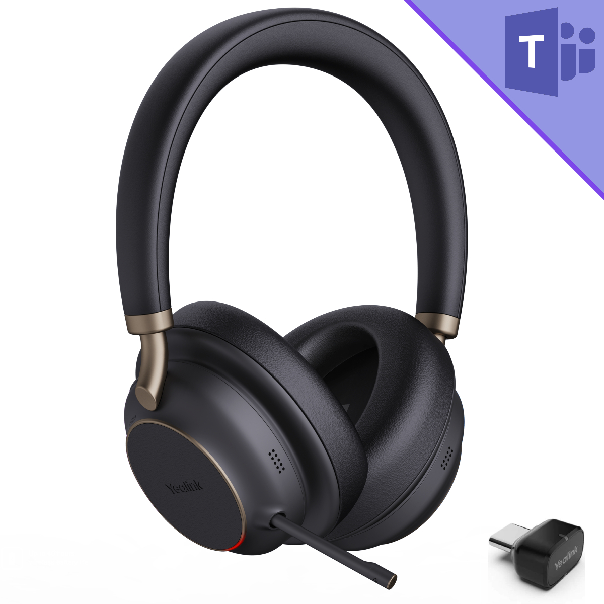 Yealink BH76 Plus Teams Stereo Headset with BT51 USB-C Adapter - Black - 1208660