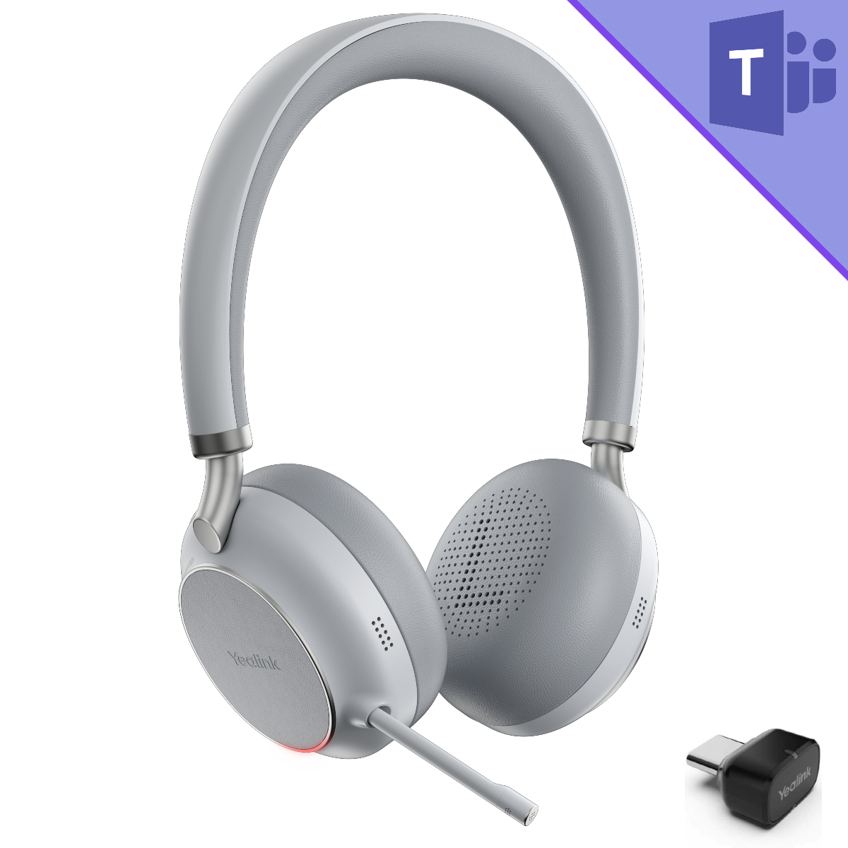 Yealink BH76 Teams Stereo Headset with BT51 USB-C Adapter - Light Gray - 1208620