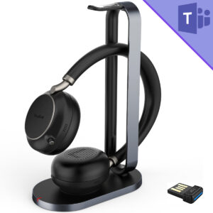 Yealink BH76 Teams Stereo Headset with Wireless Charging Stand and BT51 USB-A Adapter - Black - 1208625