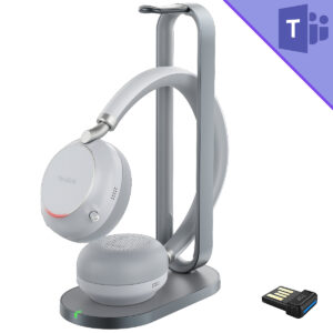 Yealink BH76 Teams Stereo Headset with Wireless Charging Stand and BT51 USB-A Adapter - Light Gray - 1208627