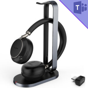 Yealink BH76 Teams Stereo Headset with Wireless Charging Stand and BT51 USB-C Adapter - Black - 1208626