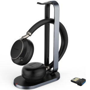 Yealink BH76 UC Stereo Headset with Wireless Charging Stand and BT51 USB-A Adapter - Black - 1208629